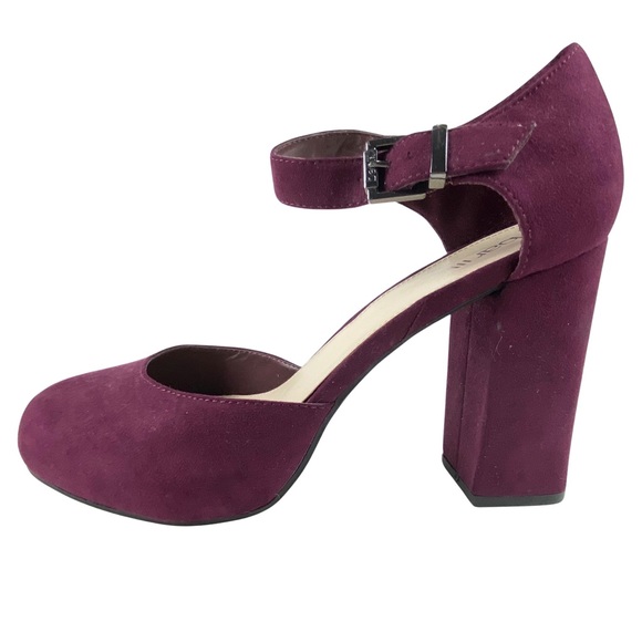 Hidden Platform Heels with Ankle Straps, Burgundy Ultra Suede, Bar III - Picture 2 of 16